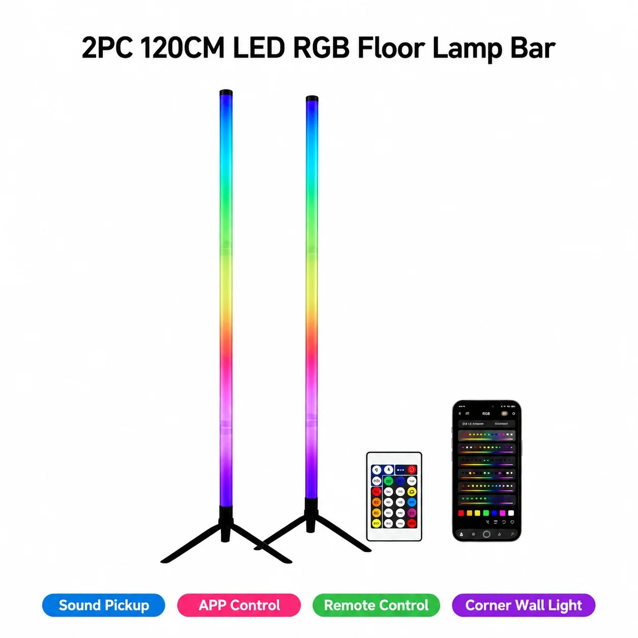 2PCS 120CM RGB Floor Lamp, Sou - Gaming Esports Esports review and price